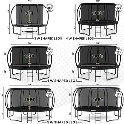 JUMPZYLLA 8-Foot Outdoor Trampoline with Safety Enclosure for Kids
