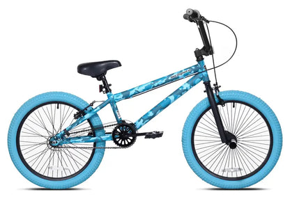 Kent 20″ Incognito Girl’s BMX Bike, Turquoise Camouflage, Steel Frame, Ages 8-12, Dual Caliper Brakes