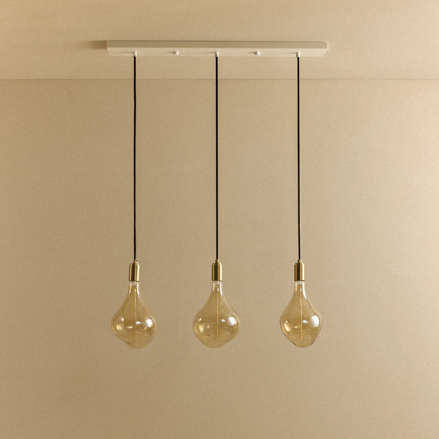 Linear Triple Pendant in Brass + Voronoi II