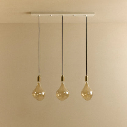 Linear Triple Pendant in Brass + Voronoi II