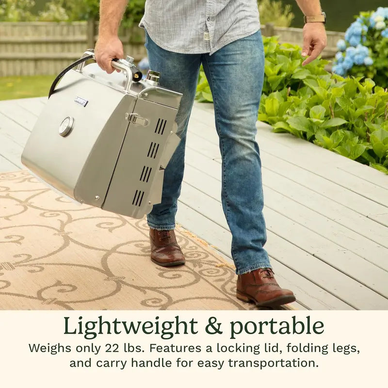 Cuisinart Chef’s Style Portable Propane Grill  Stainless Steel Tabletop Gas Grill (20,000 BTU)