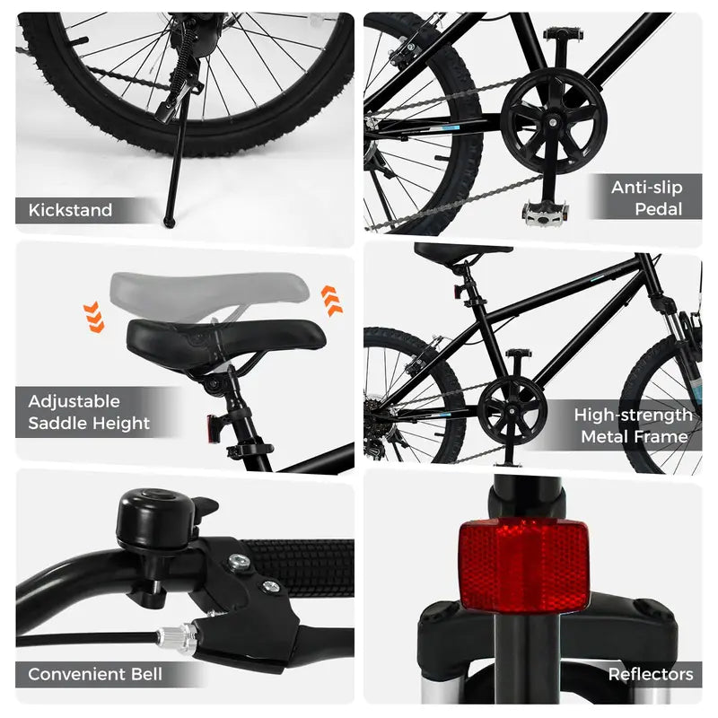 Kids’ 20- and 24-Inch Mountain Bike  6-Speed Drivetrain with Front Suspension Fork