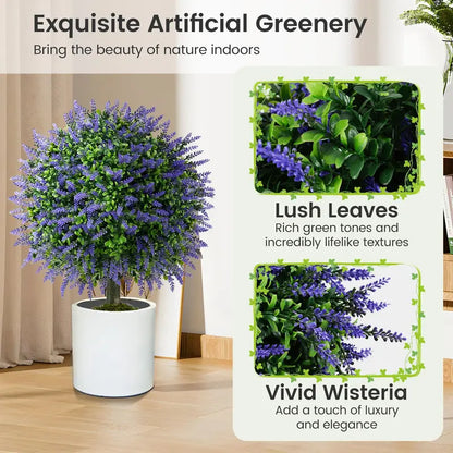 22-Inch Artificial Wisteria Topiary Ball Tree  Vibrant Faux Floral Display with Realistic Branching