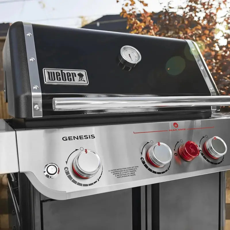 Weber Genesis E-325 Liquid Propane Grill — Sleek Black Finish, 3-Burner System, Premium Outdoor Cooking Performance