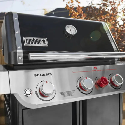 Weber Genesis E-325 Liquid Propane Grill — Sleek Black Finish, 3-Burner System, Premium Outdoor Cooking Performance