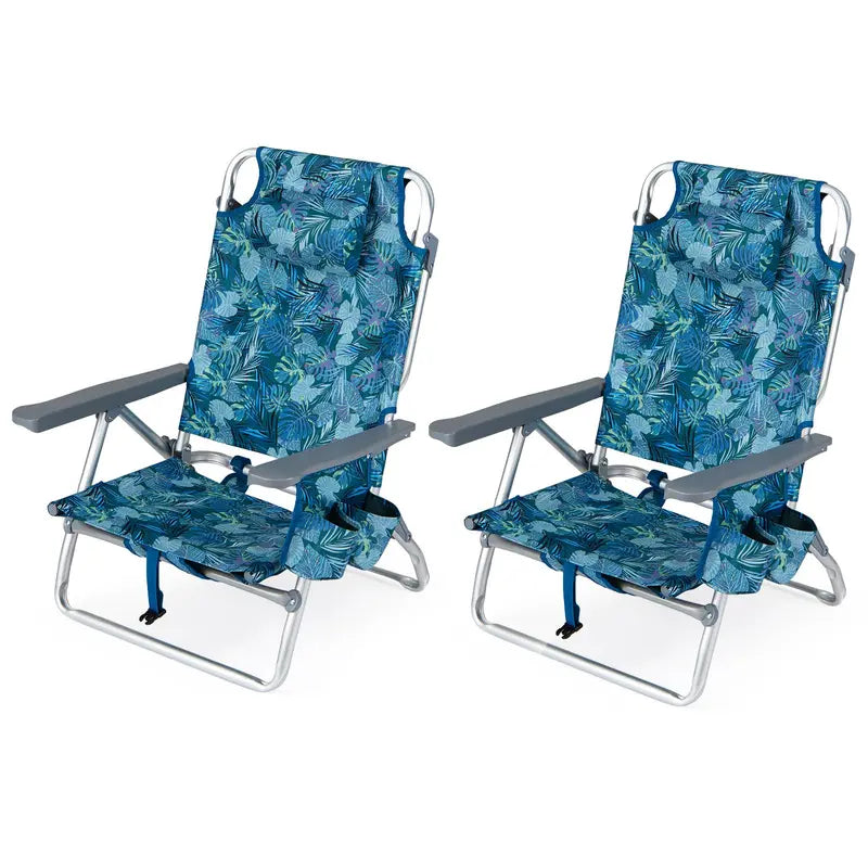 Lightweight Backpack-Friendly Reclining Beach Chairs (Set of 2 or 4)