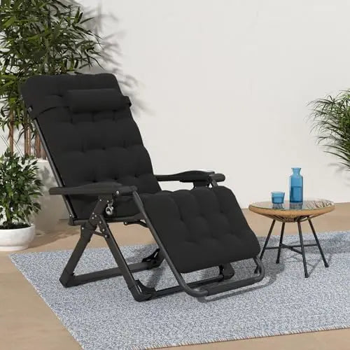 Suteck Zero Gravity Relaxing Chair  Black | Upgraded Lock | Removable Cushion | Cup Holder | Reclining | Folding