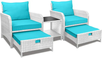 Leveleve 5-Piece Balcony Conversation Set  Compact Patio Furniture with Weather-Resistant Design