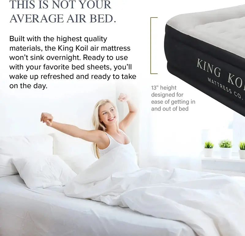 King Koil Luxury Air Mattress  Built-in High-Speed Pump, Premium Comfort for Guests or Travel