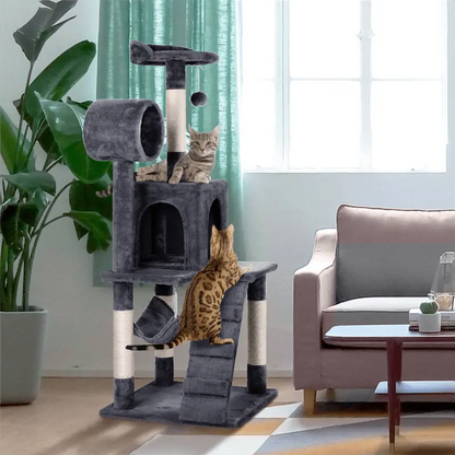 Yaheetech 51-in Cat Tree and Condo Scratching Post Tower, Gray
