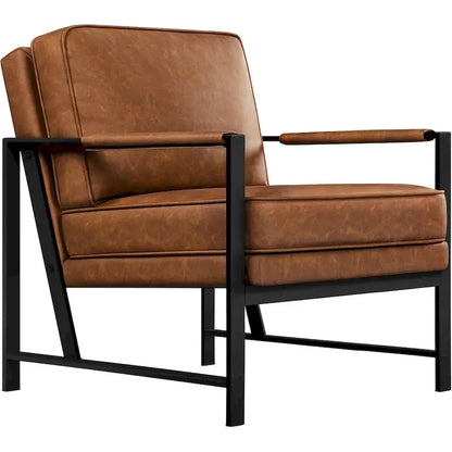 Yaheetech Retro Faux Leather Accent Lounge Chair  Vintage-Inspired Upholstered Seating