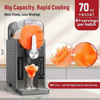 All-in-One Slushie Machine: No Ice Required, Real-Time Temp Display & Auto-Clean Function