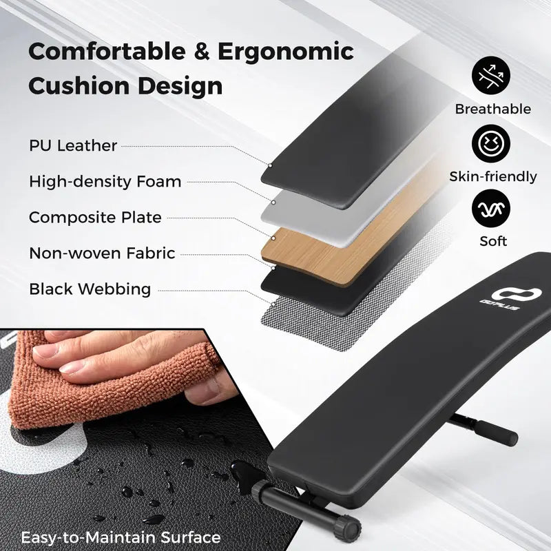 Premium Decline Sit-Up Bench  Foldable Slant Bench with High-Density Foam Cushioning for Comfort