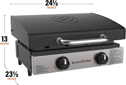 22-Inch Stainless Steel Tabletop Griddle  Hooded Flat Top Grill with Black Powder-Coated Frame for Indoor/Outdoor Use