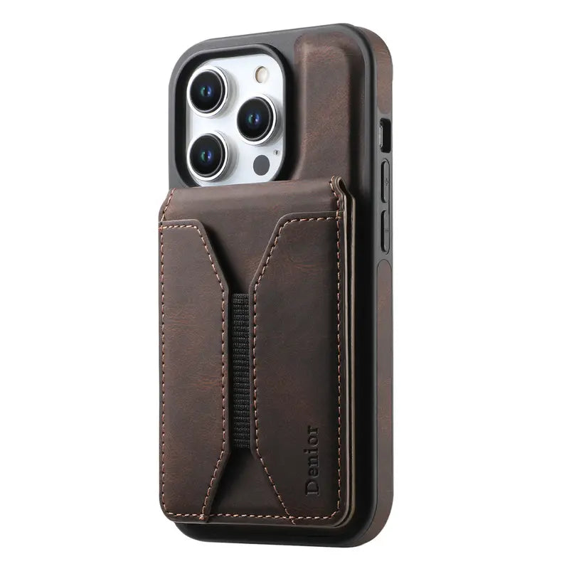 Magnetic Leather Wallet Case for iPhone  MagSafe Compatible with Card Slot