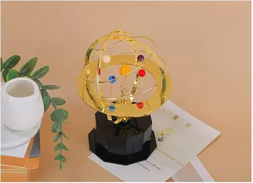 Celestia Grand Orrery  Hand-Assembled Brass Mechanical Solar System Model Featuring Five Orbiting Planets