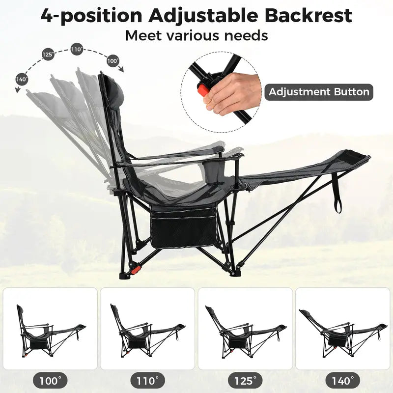 Adjustable 4-Position Folding Beach Chair with Carry Bag & 330-Pound Rating