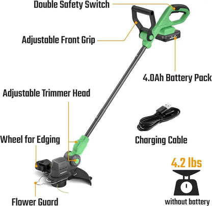 WORKPROX 20V 2-in-1 Cordless Lawn Edger & String Trimmer  Includes Two Replacement Spools