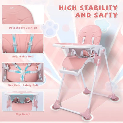 SEJOY Portable Folding Highchair for Babies   Toddlers with Adjustable Height