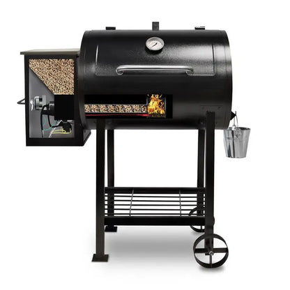Wood-Fired Pellet Grill with Flame Broiler  700 Sq. In. Cooking Area, Smoker & Grill Hybrid