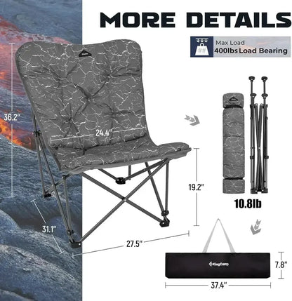 Extra-Large Butterfly Chair  Thick Padding, Heavy-Duty Portable Folding Seat for Camping & Outdoors