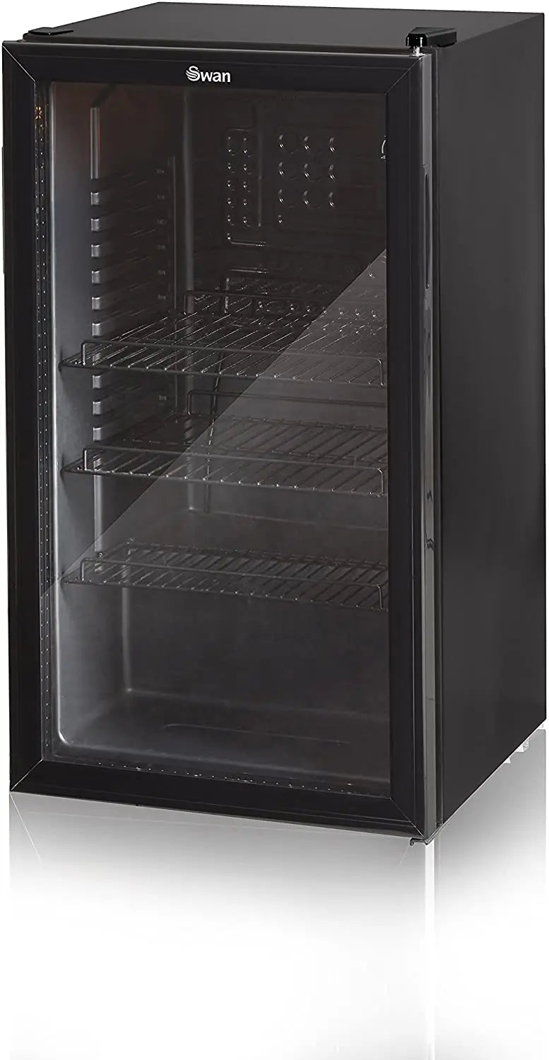 Swan 80L Undercounter Glass-Front Fridge  Compact Beverage, Wine & Beer Cooler
