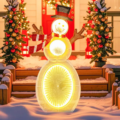 2.6-Foot 2D Lighted Snowman — Pre-Lit Decoration Featuring Three Infinity Mirror Effects