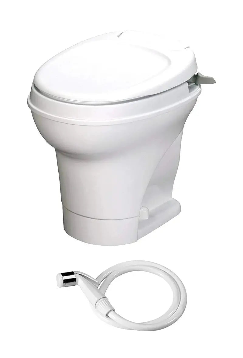Aqua-Magic V RV Toilet with Hand Sprayer  High-Profile Thetford-Compatible Model (Part #31675), White