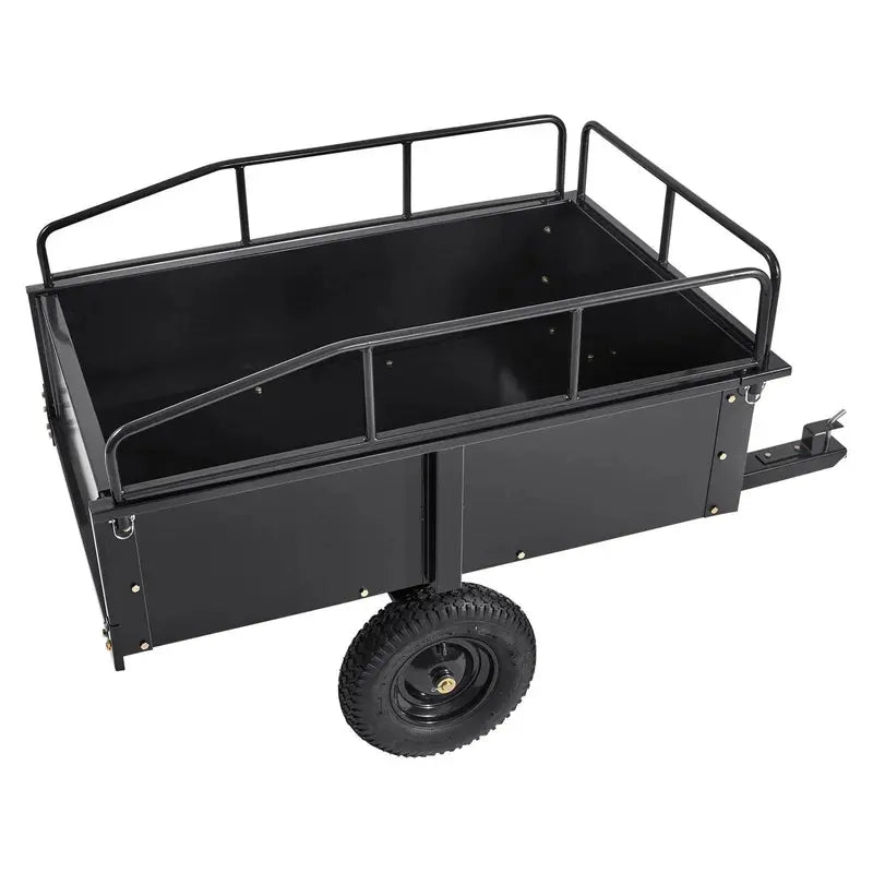 Heavy-Duty Steel ATV Utility Trailer  750-Lb Capacity, 15-Cu-Ft Dump Cart with Removable Sides