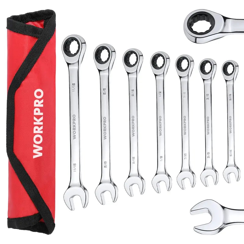 WORKPRO 7-Piece Ratcheting Combination Wrench Set  Compact & Durable