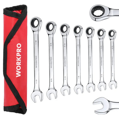 WORKPRO 7-Piece Ratcheting Combination Wrench Set  Compact & Durable