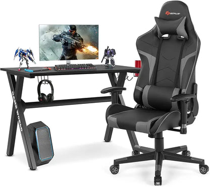 X-Frame Esports Desk and PVC Racing Chair Combo for Gamers