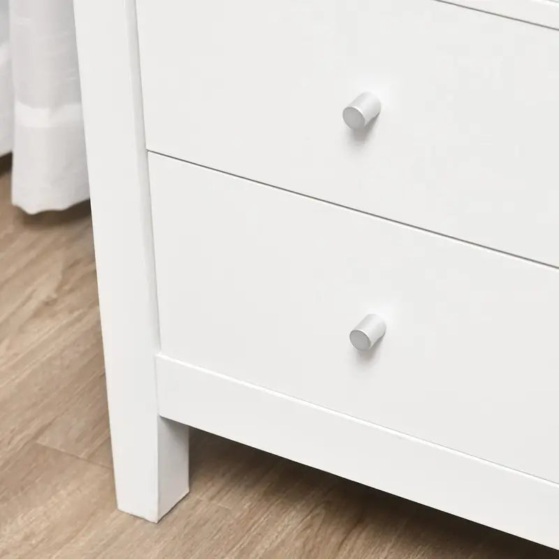 White Freestanding Buffet Cabinet with Soft-Close Glass Doors, Three-Tier Shelving, Two Drawers, and Farmhouse-Inspired Storage Solutions