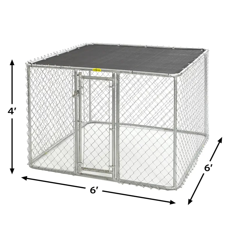 Chain Link Portable Outdoor Dog Kennel | Outdoor Dog Kennel Measures 6’x’6’4′ and Includes Sunscreen