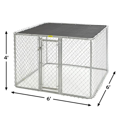 Chain Link Portable Outdoor Dog Kennel | Outdoor Dog Kennel Measures 6’x’6’4′ and Includes Sunscreen