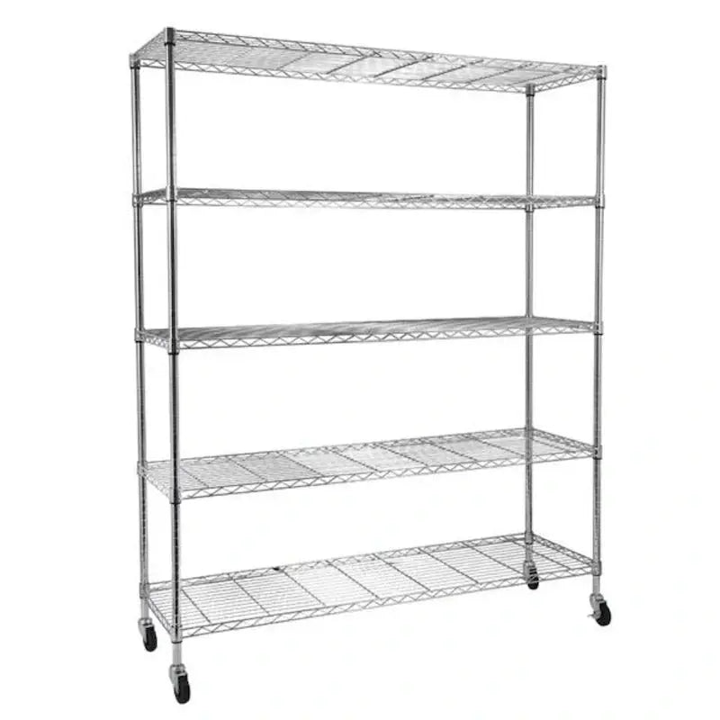 Mobile 5-Tier Wire Shelving Unit  59″L x 17.7″W x 70.9″H with Casters