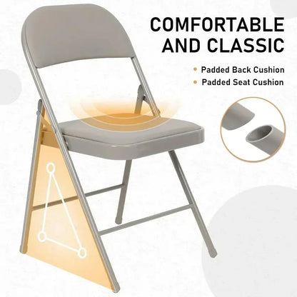Set of Six Black Folding Chairs ¡ª Leather-Upholstered Event Seating for Weddings, Offices &amp; Gatherings
