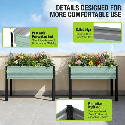 WORKPRO Galvanized Raised Garden Bed  47.2″ x 23.6″ x 31.5″, 600-LB Elevated Planter with Legs