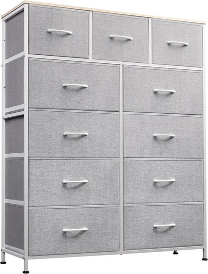 11-Bin Tall Fabric Storage Tower  Steel-Frame Organizer Unit with Stackable Drawers & Soft Bins