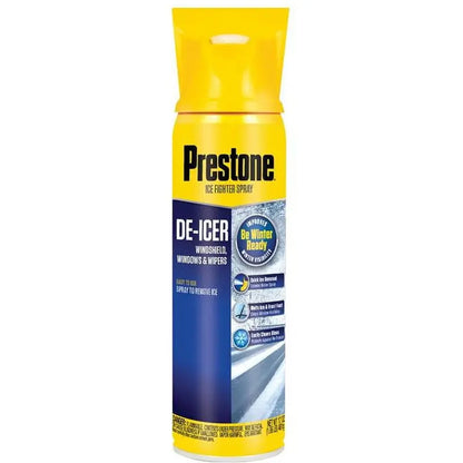Prestone 17 oz Windshield De-Icer Spray & Ice Scraper  Fast Melting, Safe for Glass & Paint