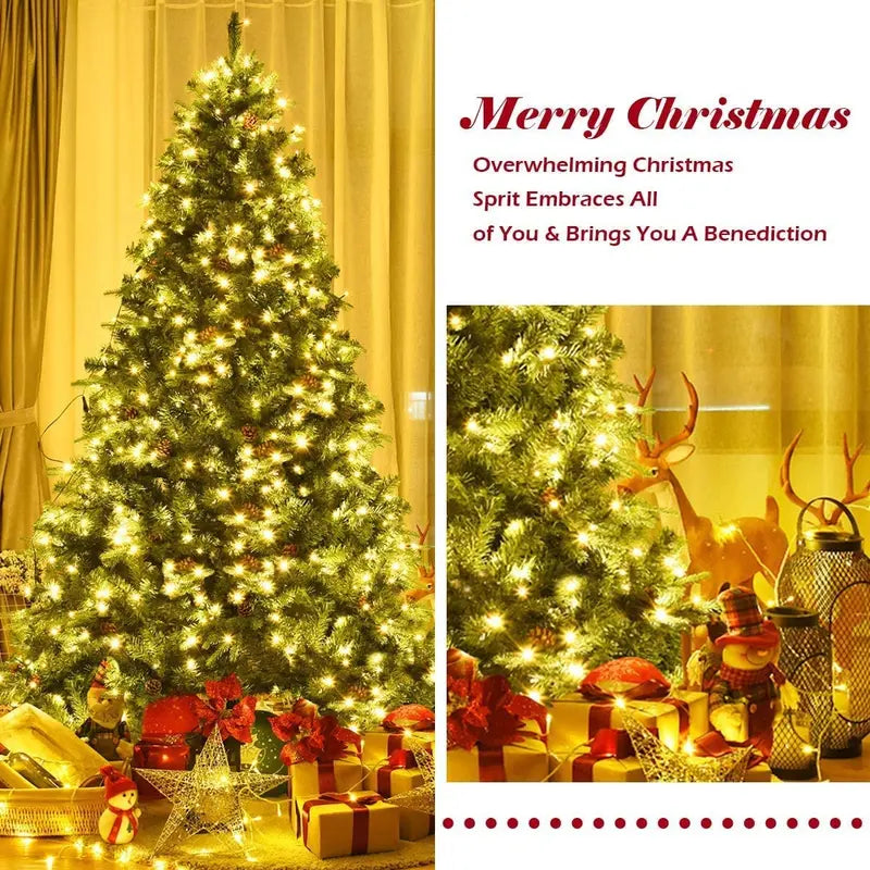 Premium Hinged Pre-Lit Spruce Christmas Tree  540 Warm White LED Lights Included