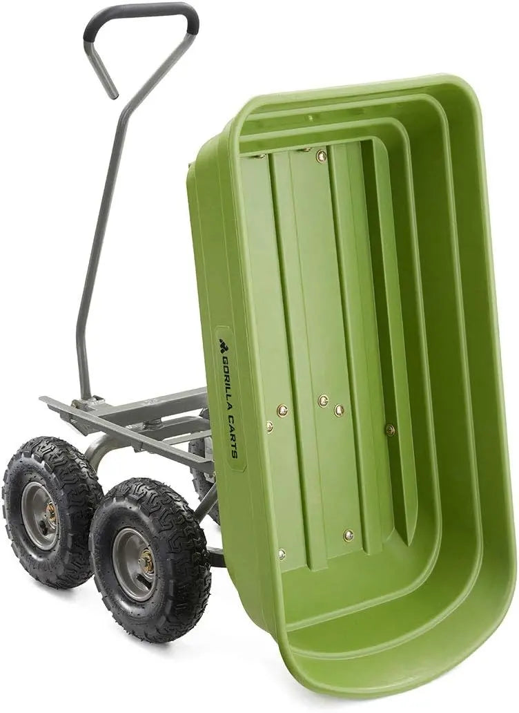 Heavy-Duty Pneumatic Garden Cart  4-Cu-Ft Capacity, 600-Lb Load Rating for Landscaping and Yard Work