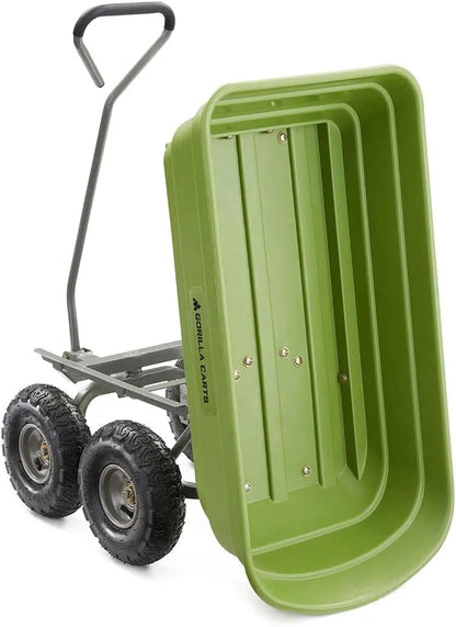 Heavy-Duty Pneumatic Garden Cart  4-Cu-Ft Capacity, 600-Lb Load Rating for Landscaping and Yard Work