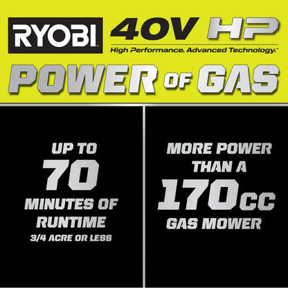 Ryobi 40V HP Self-Propelled AWD Lawn Mower  21-Inch Whisper Series Cordless Mower with Two 6.0Ah Batteries & Charger