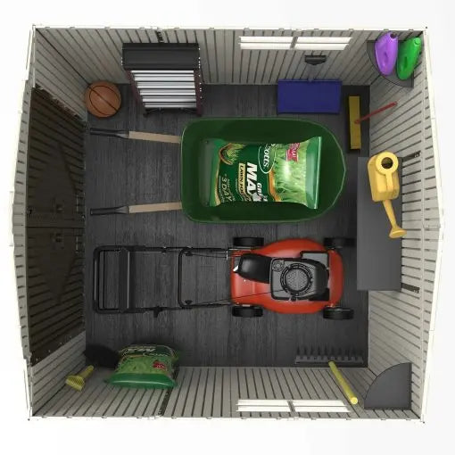 Lifetime 7 ft x 7 ft UV-Resistant Plastic Storage Shed  Skylight, Double Doors, Weatherproof Design