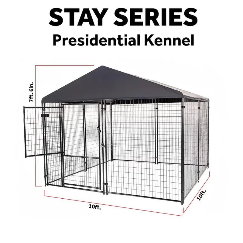 Lucky Dog STAY Series Presidential (Coverage Area  0.0023 -Acres ) In-Ground Kennel (10 ft. x 10 ft. x 6 in. H) Steel Grey KPRM10-UR0310