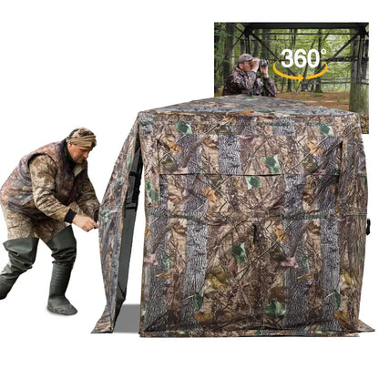 FUNHORUN 360° See-Through Hunting Blind, Camouflage, Easy Setup, Accessible Design, Fits 2-3 Hunters
