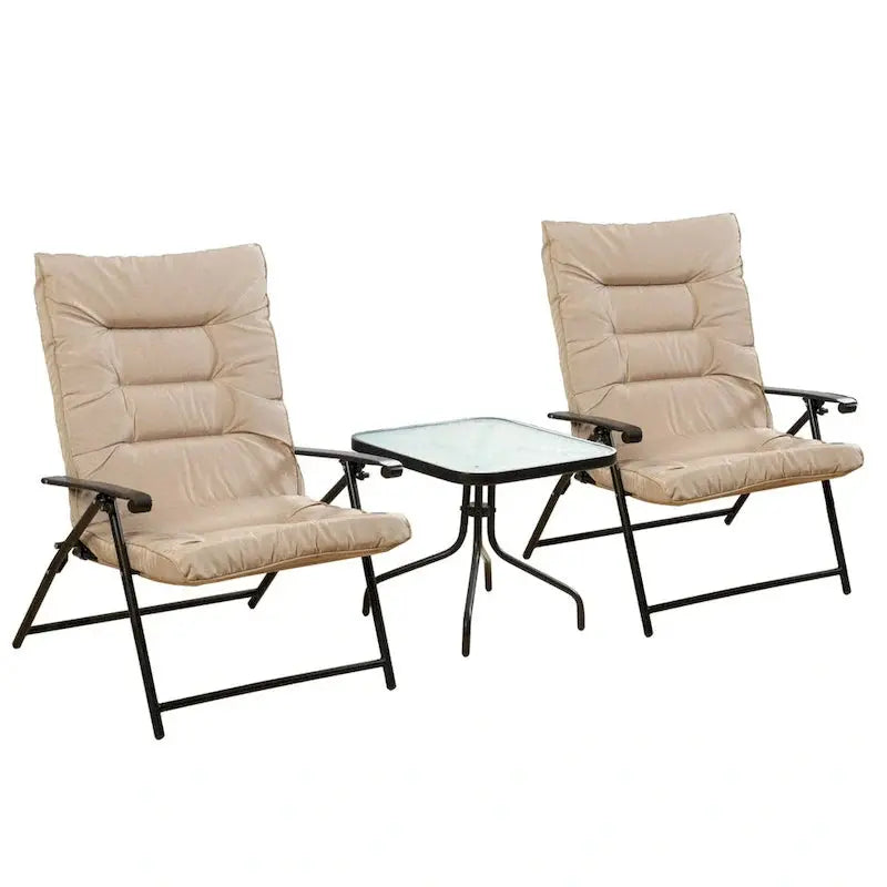 Kozyard Elsa 3-Piece Outdoor Bistro Set with Padded Folding Chairs and Table