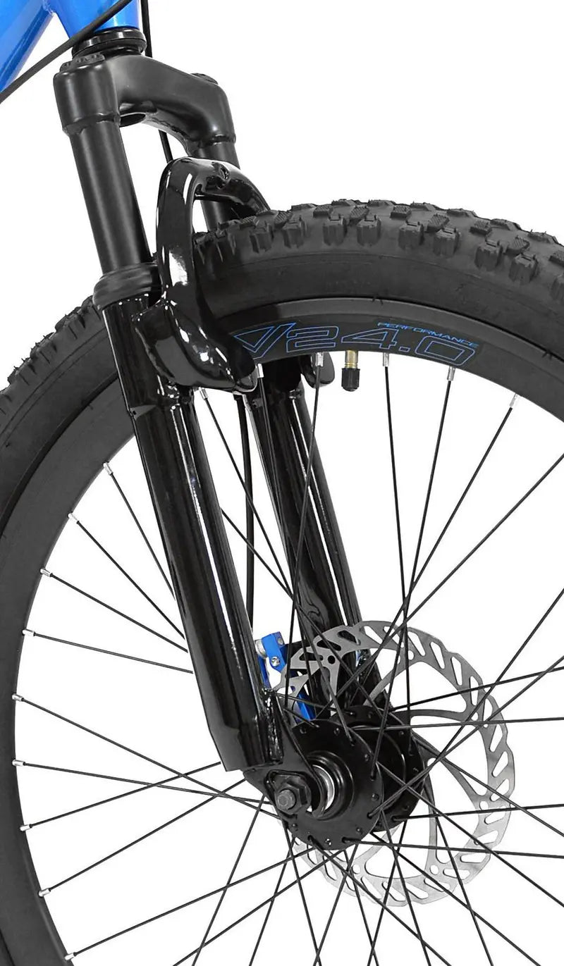Genesis 24″ Mauler Boy’s Mountain Bike, Blue, Aluminum Frame, 8-Speed, Disc Brakes