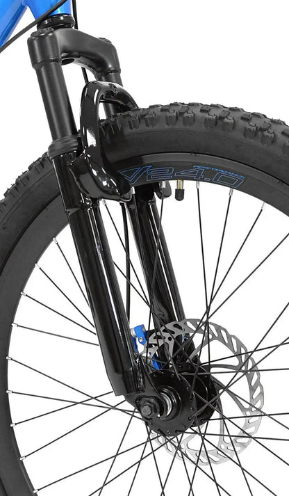 Genesis 24″ Mauler Boy’s Mountain Bike, Blue, Aluminum Frame, 8-Speed, Disc Brakes